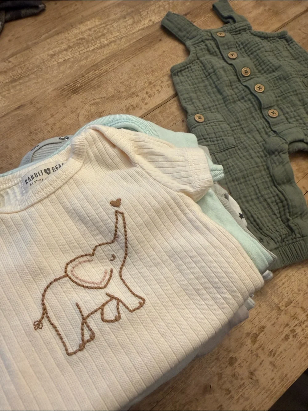 Neutral Striped and Solid Baby Onesie Set - Soft Blue, White, Cream & Green